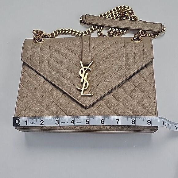 YSL Yves Saint Laurent Envelope Crossbody Bag Beige Tan - Picture 3 of 16